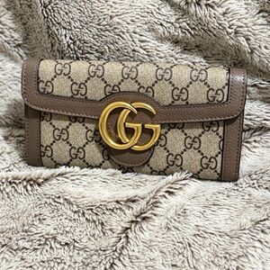 Gucci Beige and Gold Monogram Wallet